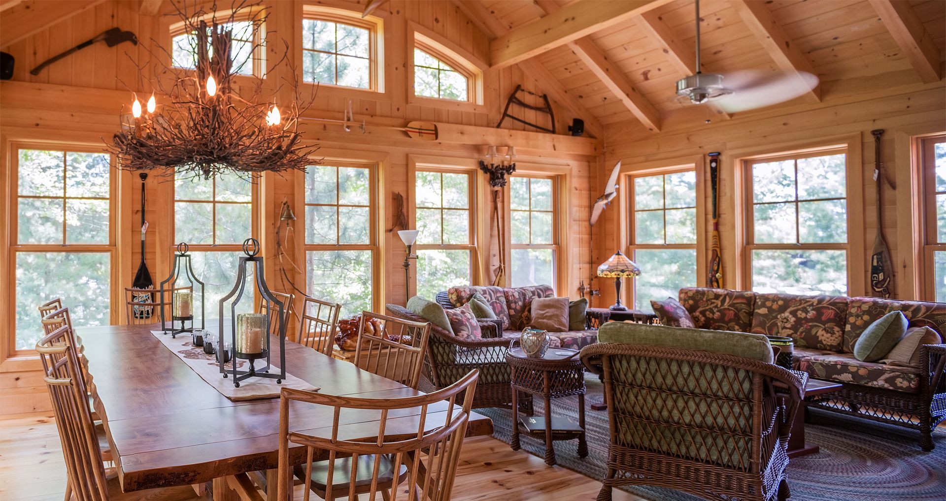 This window-to-window design is a shining example of traditonal Muskoka Cottage Design.