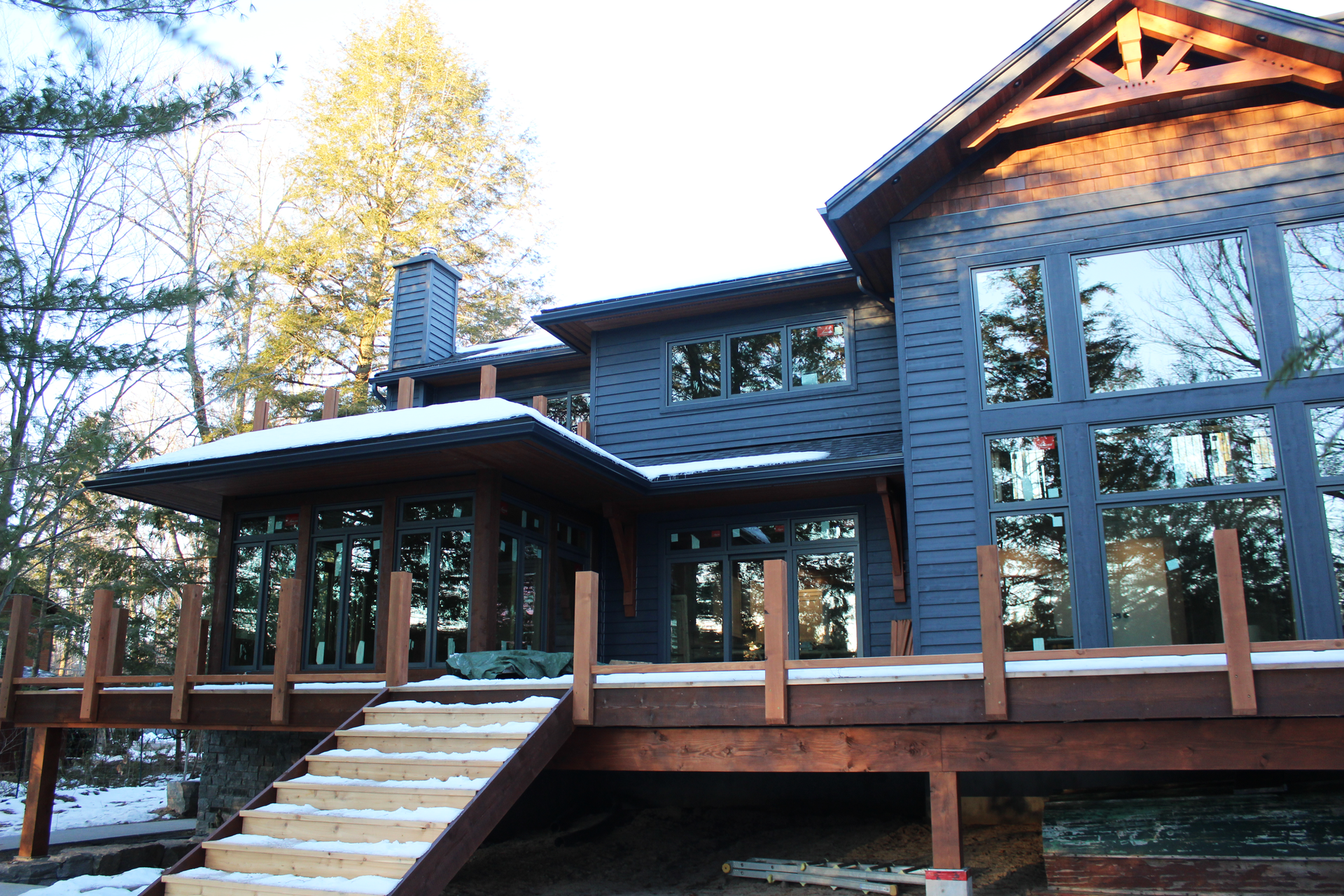 Exterior of a family cottage, still under construction.