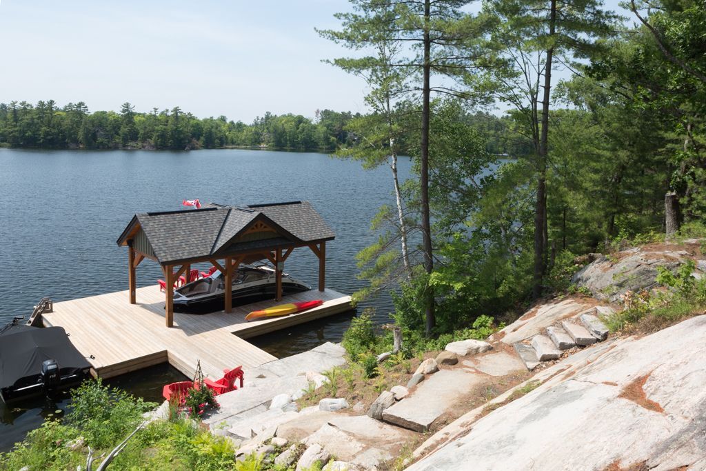 Muskoka Dock with Boat House