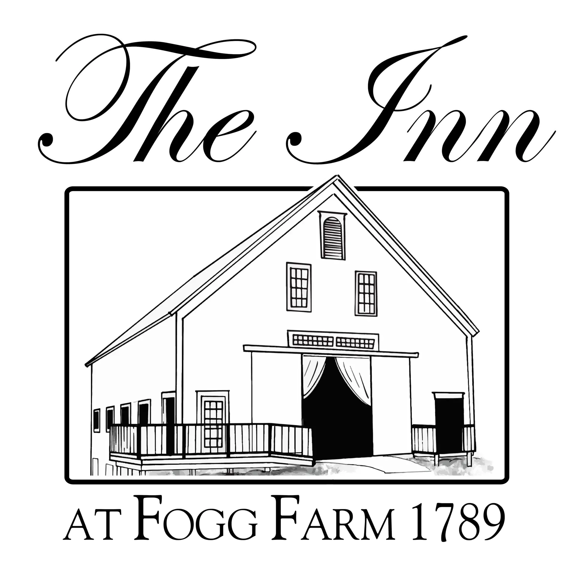 A black and white logo for the inn at fogg farm
