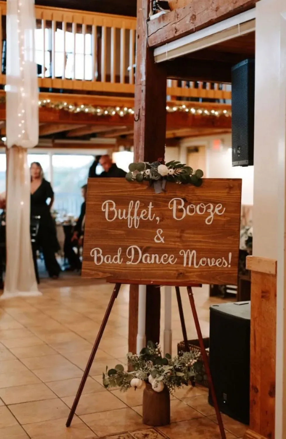 Welcome sign at the entrance of barn wedding venue for guests.