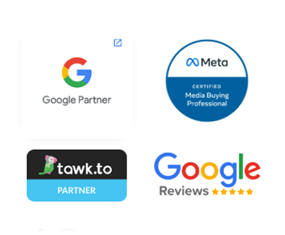 A group of google logos on a white background