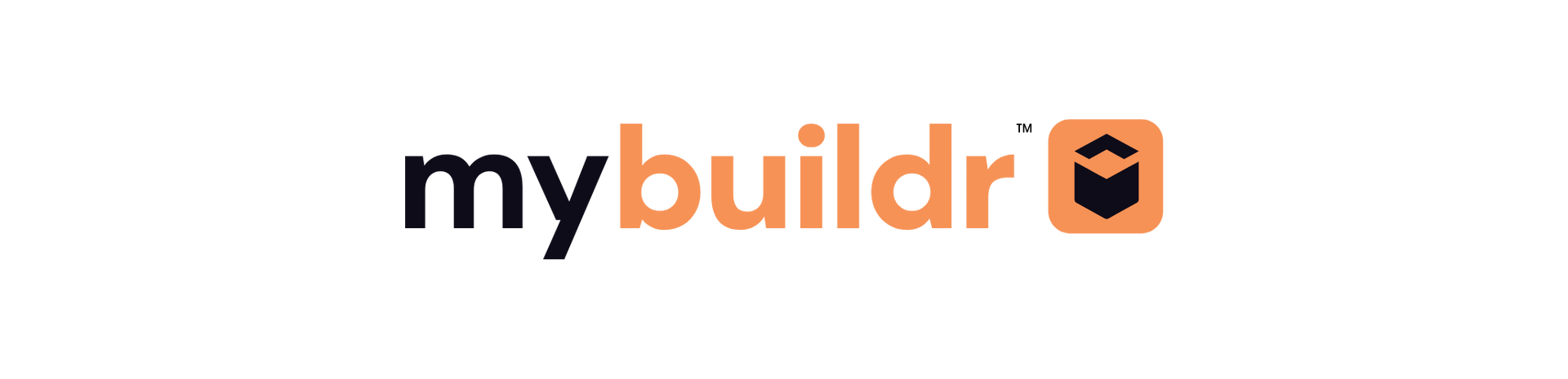 A black and orange logo for mybuilder on a white background