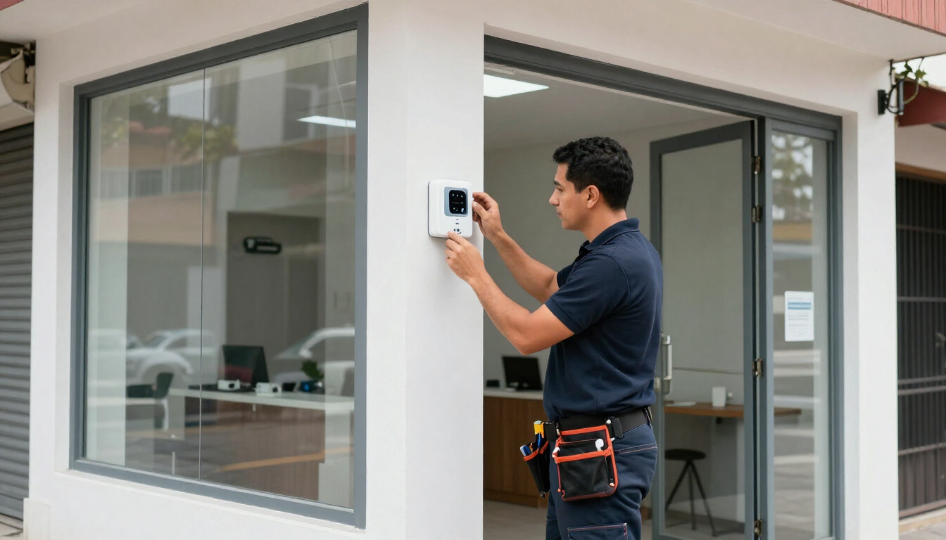 Instalación de alarma contra robo en un local comercial