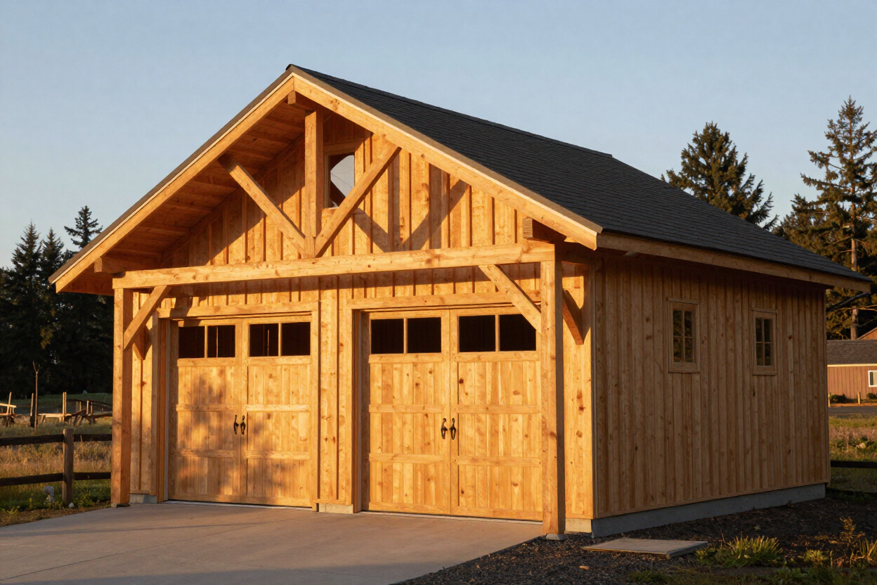 Completed detached garage and outbuilding general construction project in Jackson County, Southern Oregon.