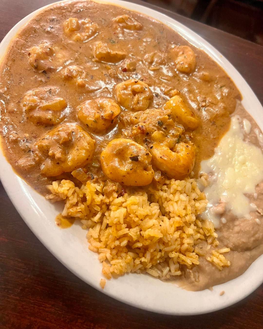 grilled shrimp with beans and rice