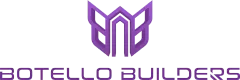 Purple Botello Builders logo with stylized B icon and text on white background