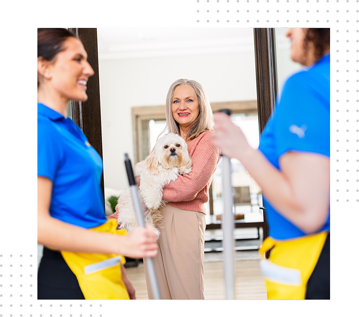 Professional cleaner working in home