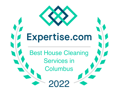 Expertise.com award badge for Best House Cleaning Services in Columbus, 2022, in teal and white