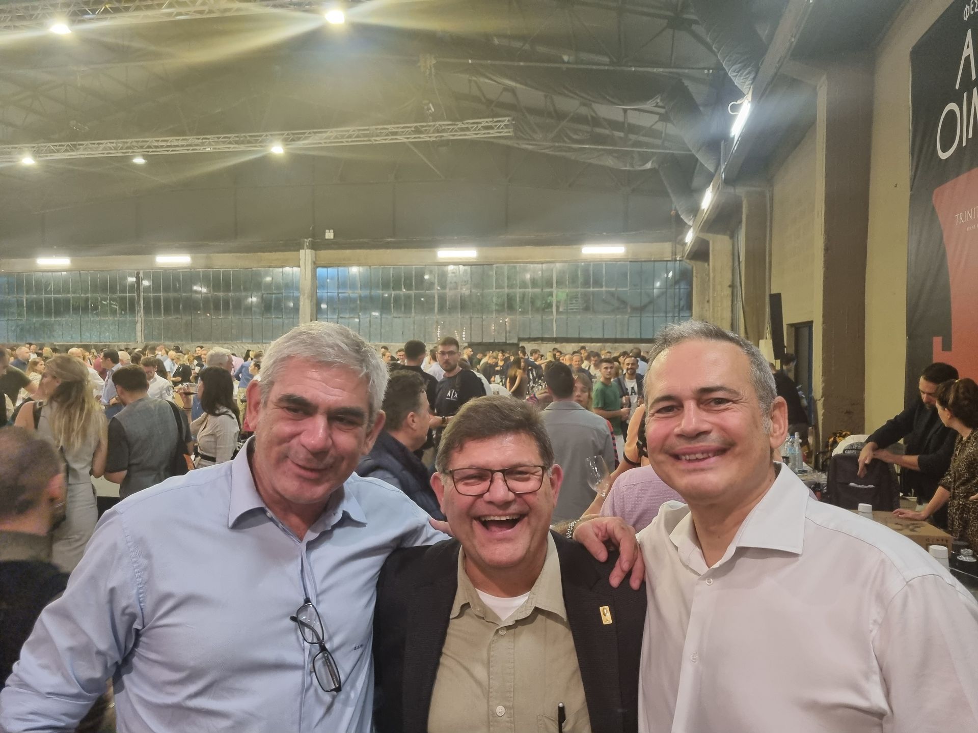 Giorgos, Boutari and Stelio posing at an event