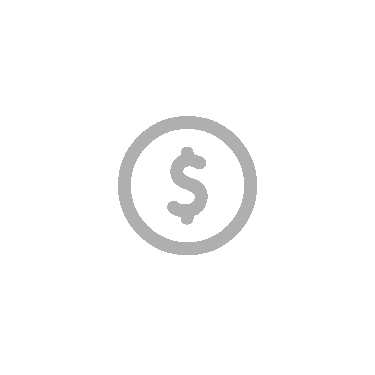 A light gray icon of a dollar sign inside a circle on a white background.