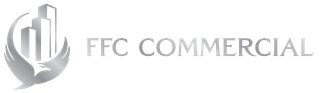 A silver logo with a stylized eagle and skyscrapers, next to the text