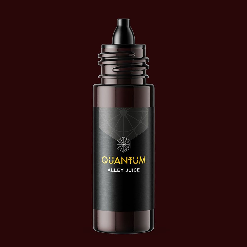 A dark brown dropper bottle with a black cap, featuring a black label with the gold text