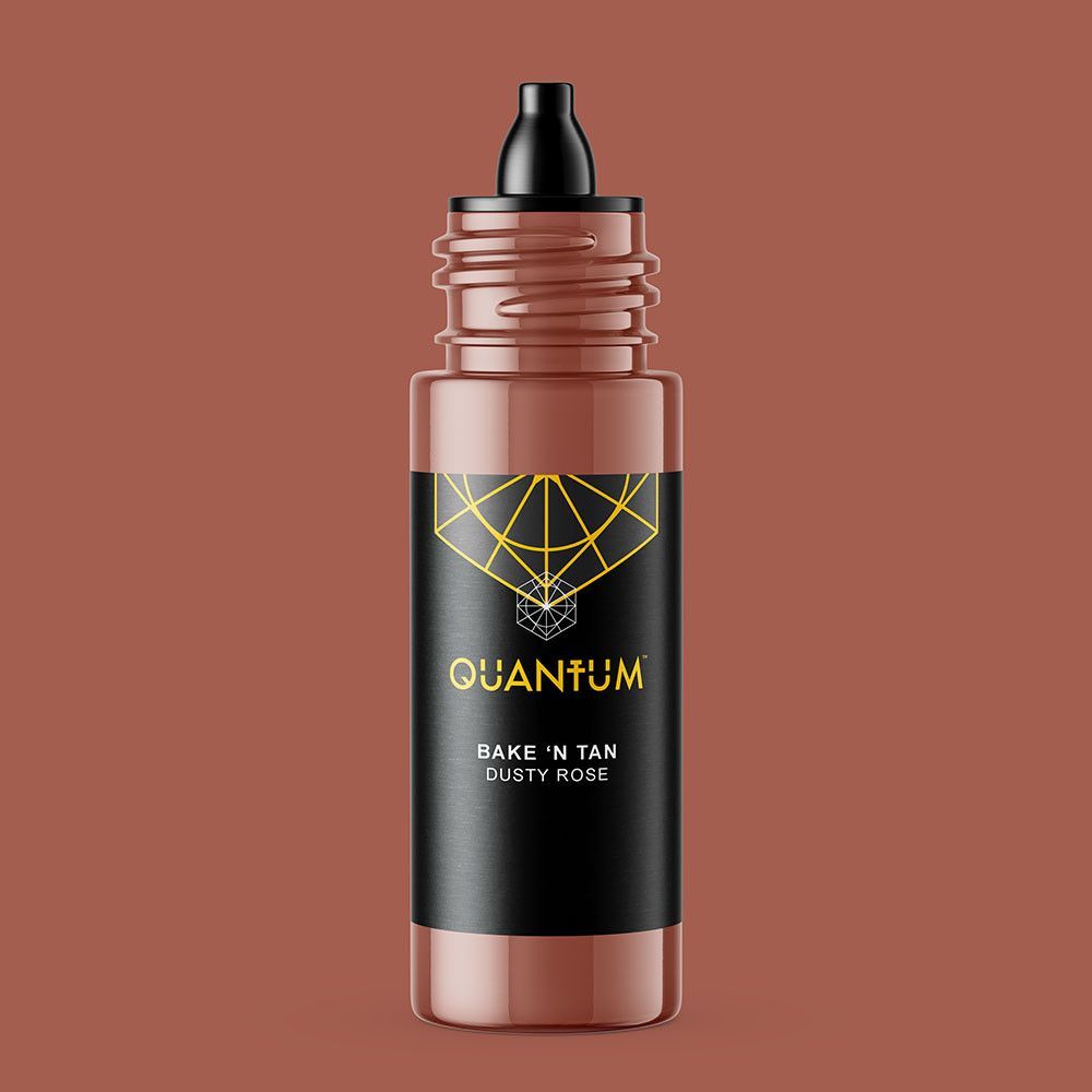 A bottle of Quantum brand permanent makeup pigment in