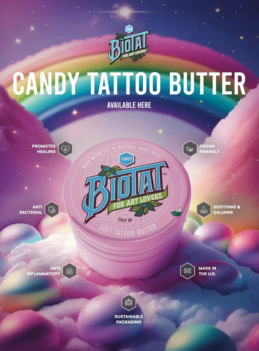 Biotat® Candy Numbing Tattoo Butter Studio Box