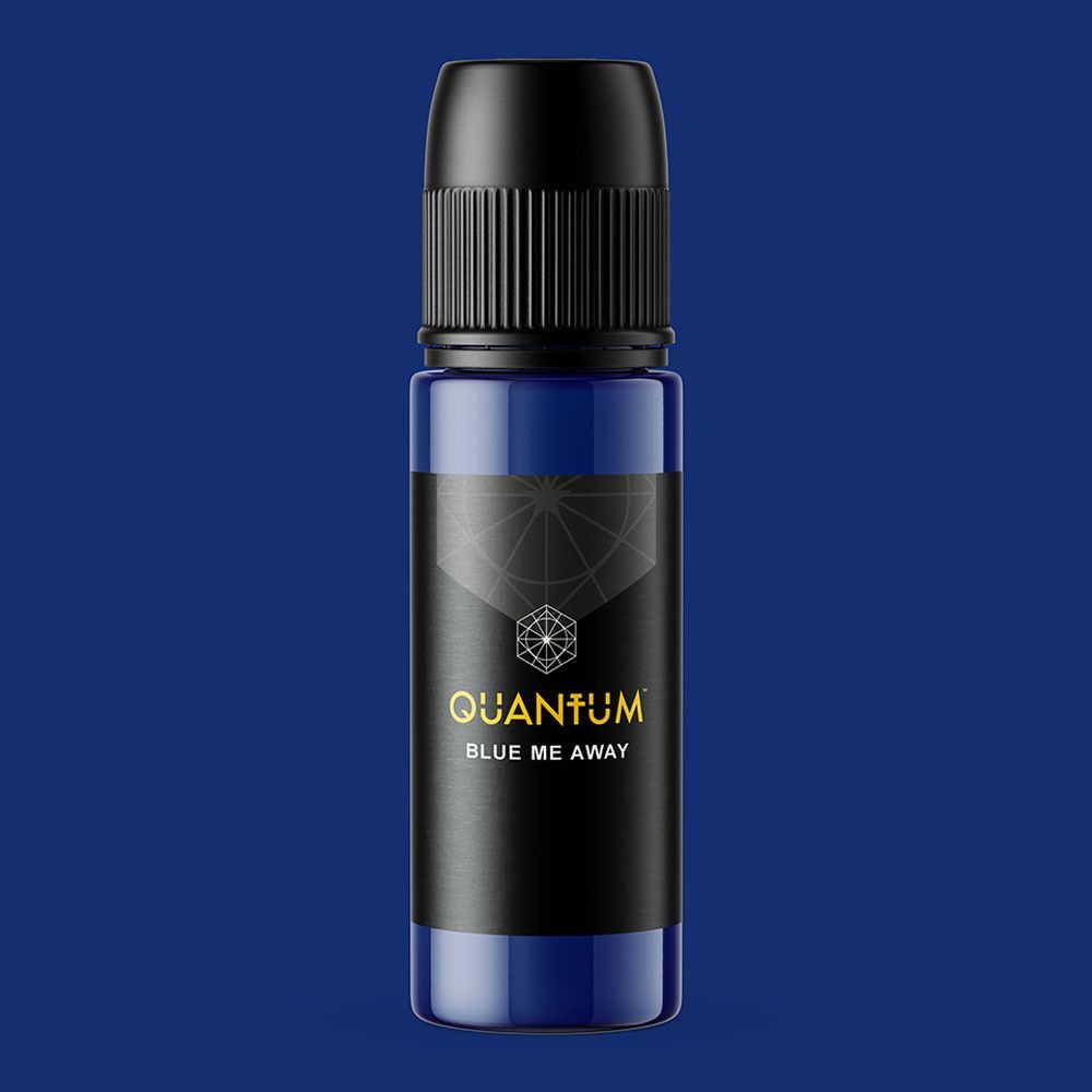 A small blue glass dropper bottle with a black cap and a label reading