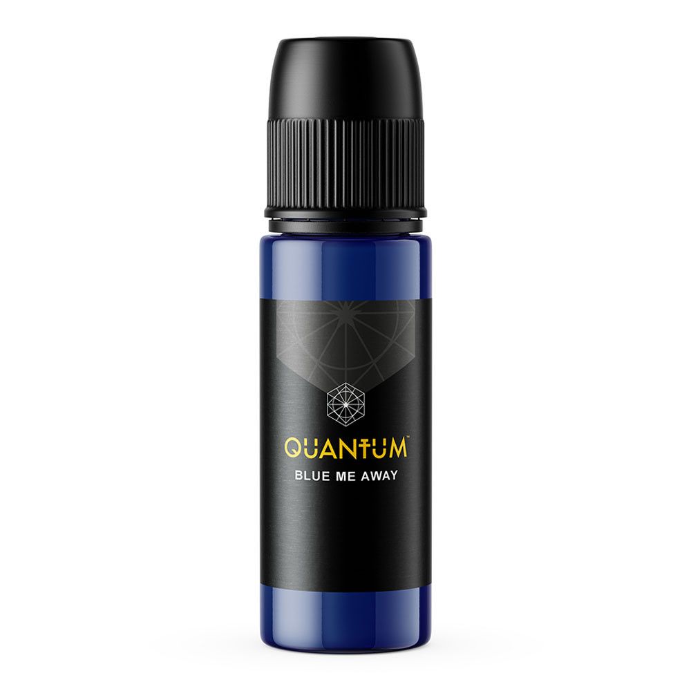 A small blue glass dropper bottle with a black cap and a label reading