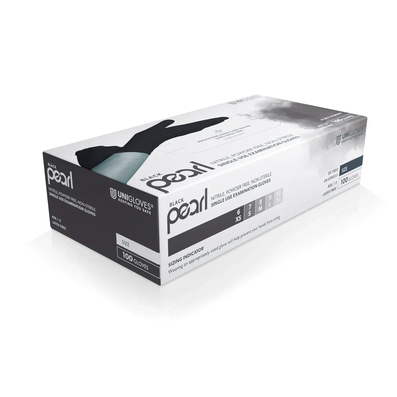 Box of 100 Unigloves Black Pearl Nitrile Gloves