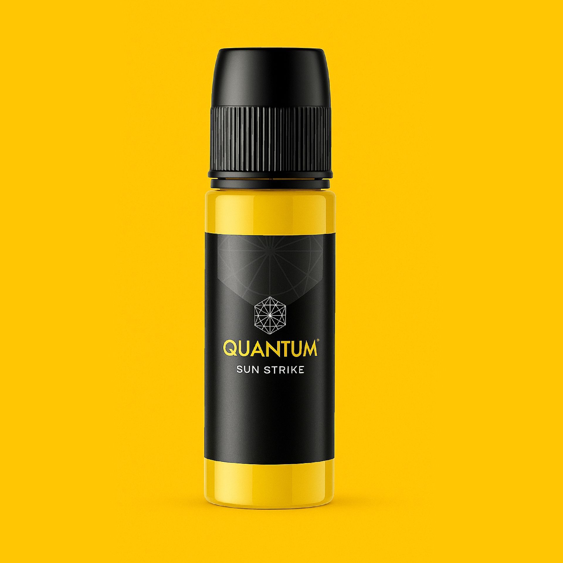 A small, yellow paint bottle labeled
