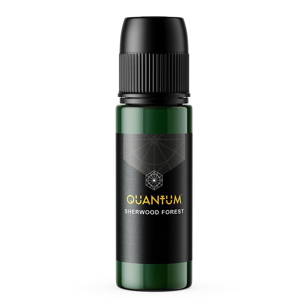 A dark green plastic squeeze bottle labeled