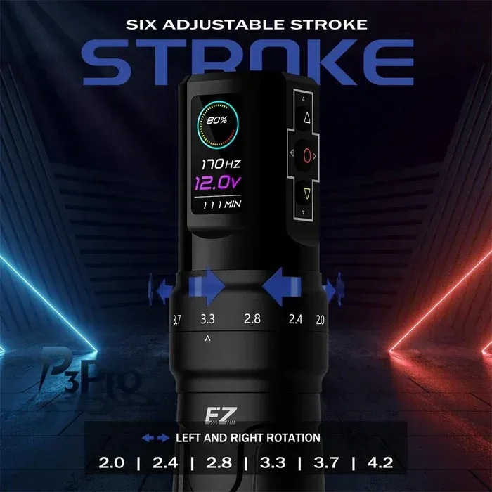 EZ P3 PRO WIRELESS BATTERY TATTOO MACHINE WITH 2 BATTERY PACKS