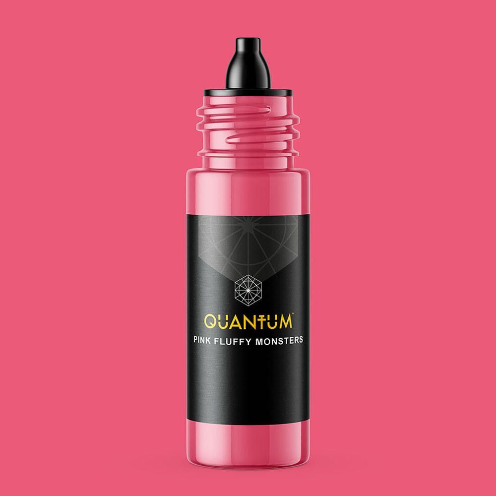 A bottle of Quantum brand tattoo ink in the color