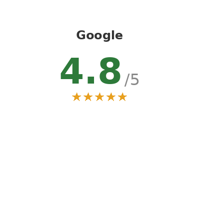 Google rating 4.8/5 with five gold stars