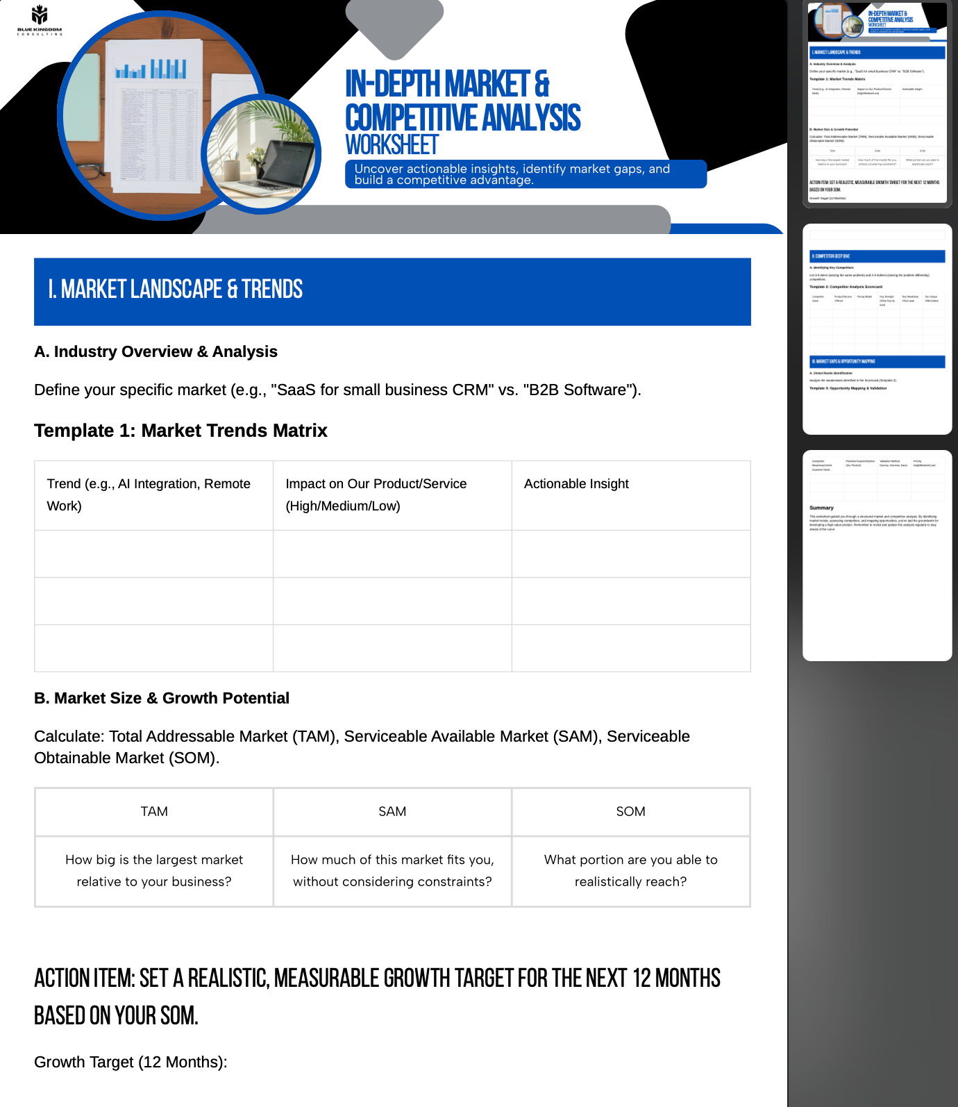 In-Depth Market & Competitive Analysis Worksheet