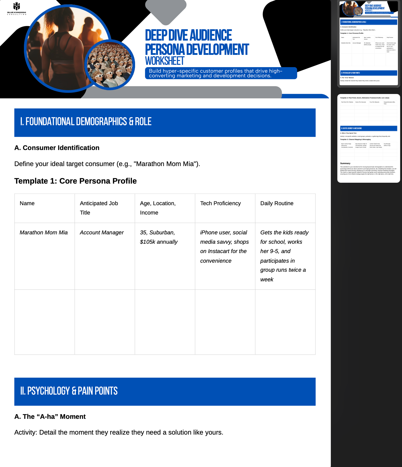 Deep Dive Audience Persona Development Worksheet