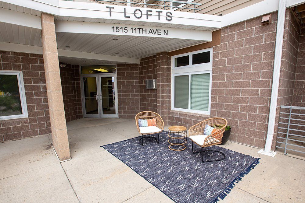 building entrance with chairs