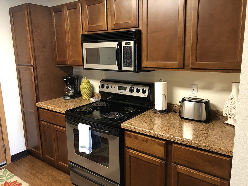 kitchen with wood cabinets