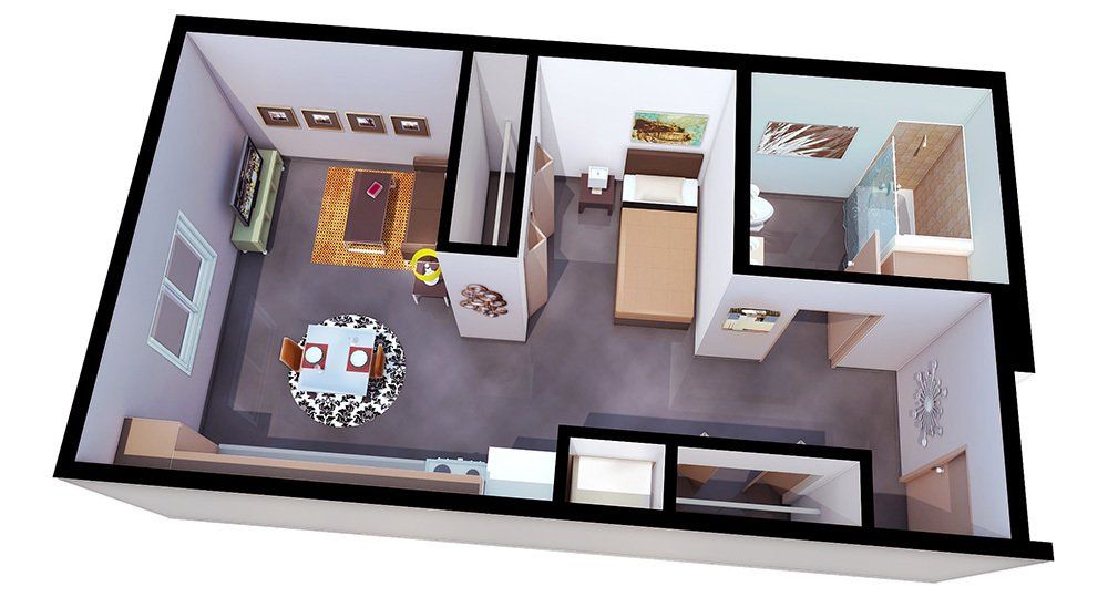 1 Bed, 1 Bath Floor Plan