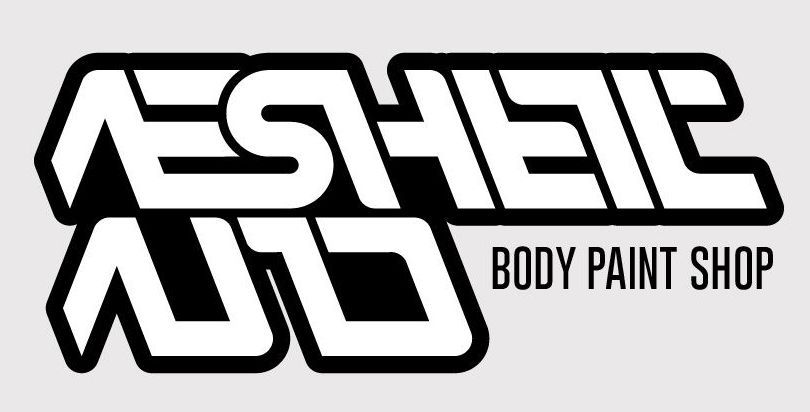 Aesthetico Auto A black and white logo for a body paint shop