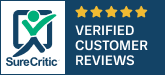 A blue logo that says `` verified customer reviews ''