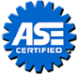 A blue and white logo that says `` ase certified '' on a white background.