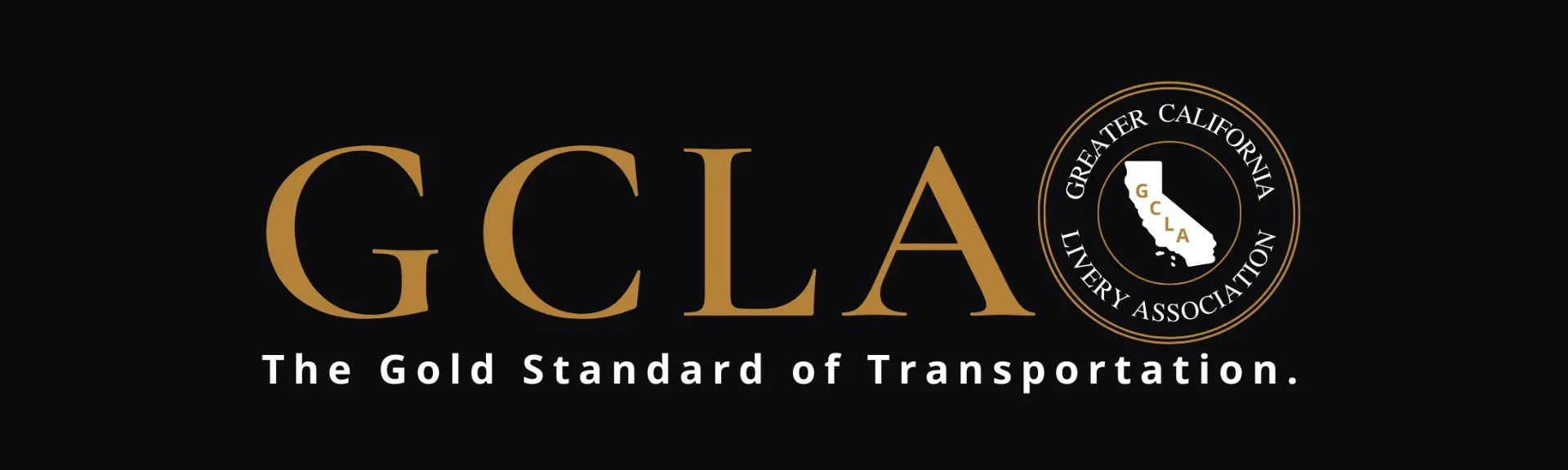 GCLA logo with gold-colored letters and a circular design.