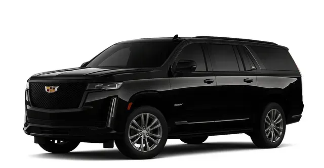 Black Cadillac Escalade SUV parked, angled slightly right.