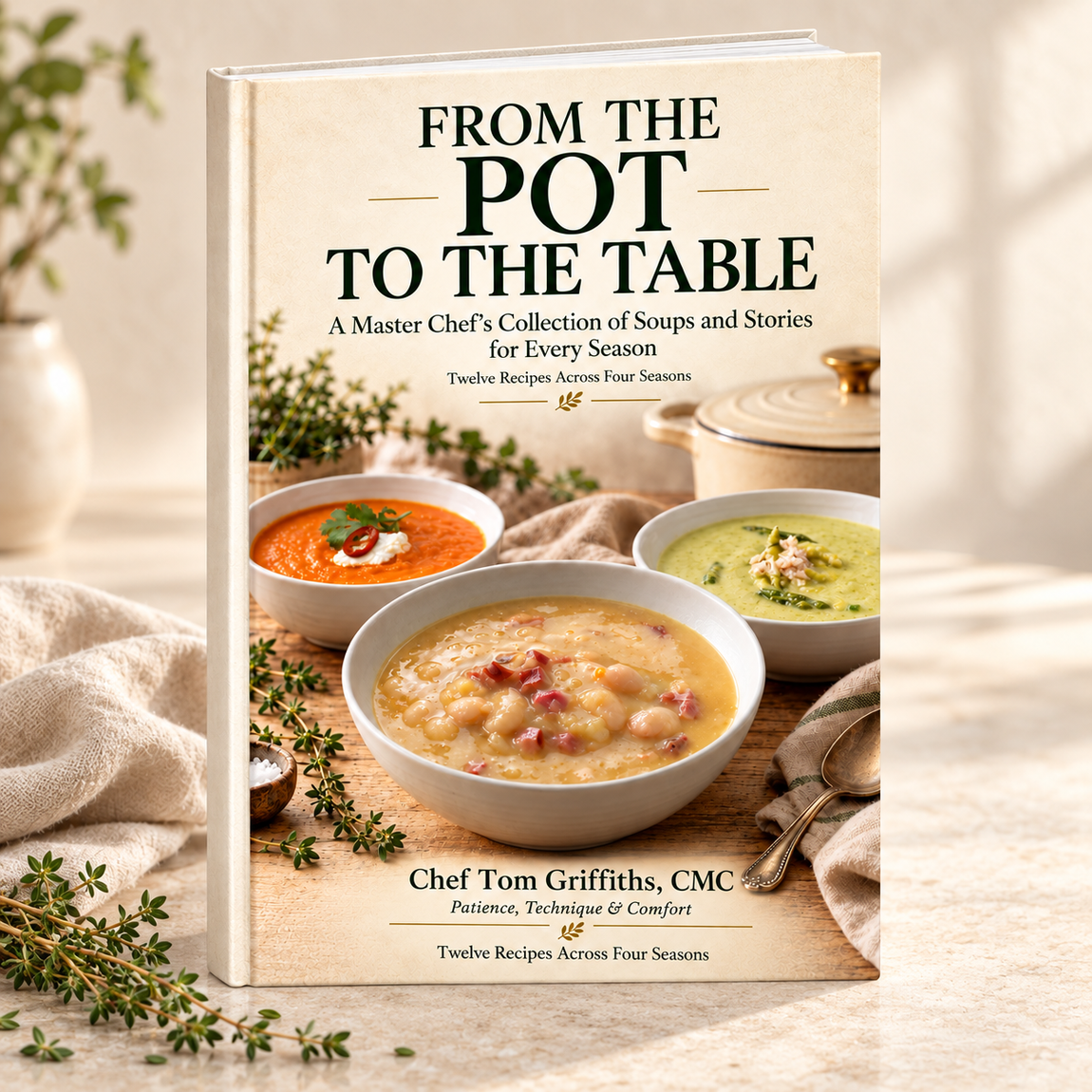 Promotional poster for the eBook From the Pot to the Table, celebrating comforting home-style cooking, hearty recipes, and meals made with love. Features a launch special price of $9.99.