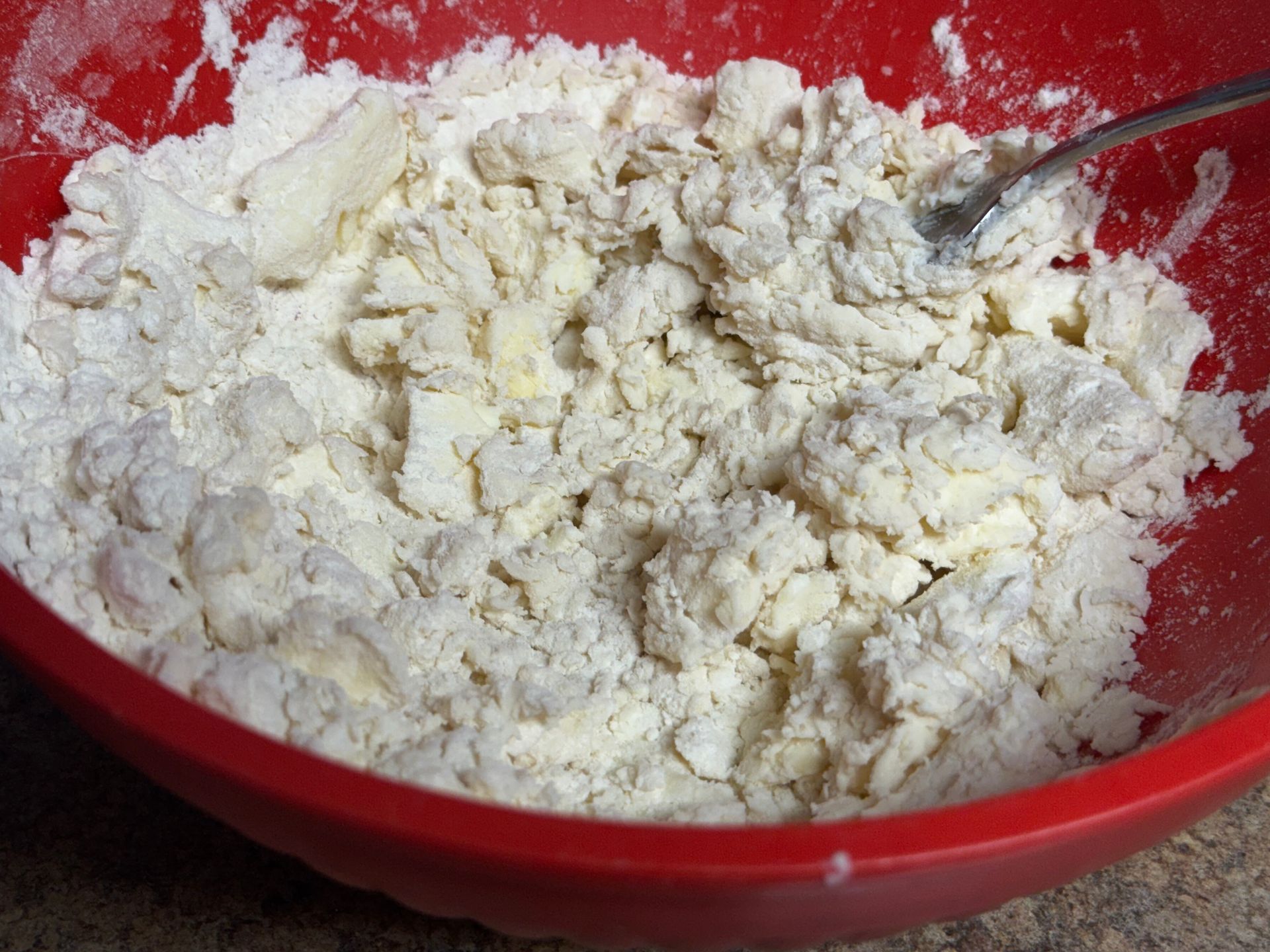 mixing bowl making butterhorn cookies