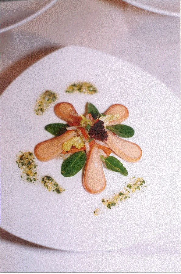 A white plate with a flower design on it
