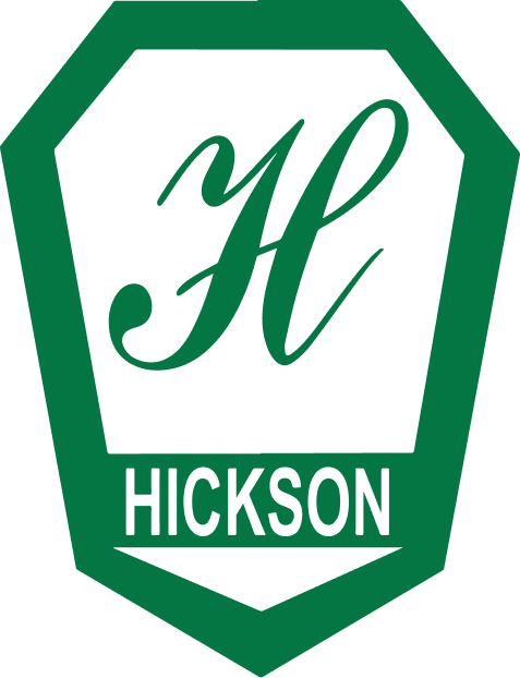 Green-and-white Hickson logo with stylized “H” inside a shield-shaped emblem