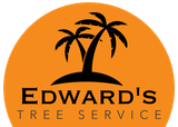 Edward's Tree Service logo with black palm trees on an orange circle background