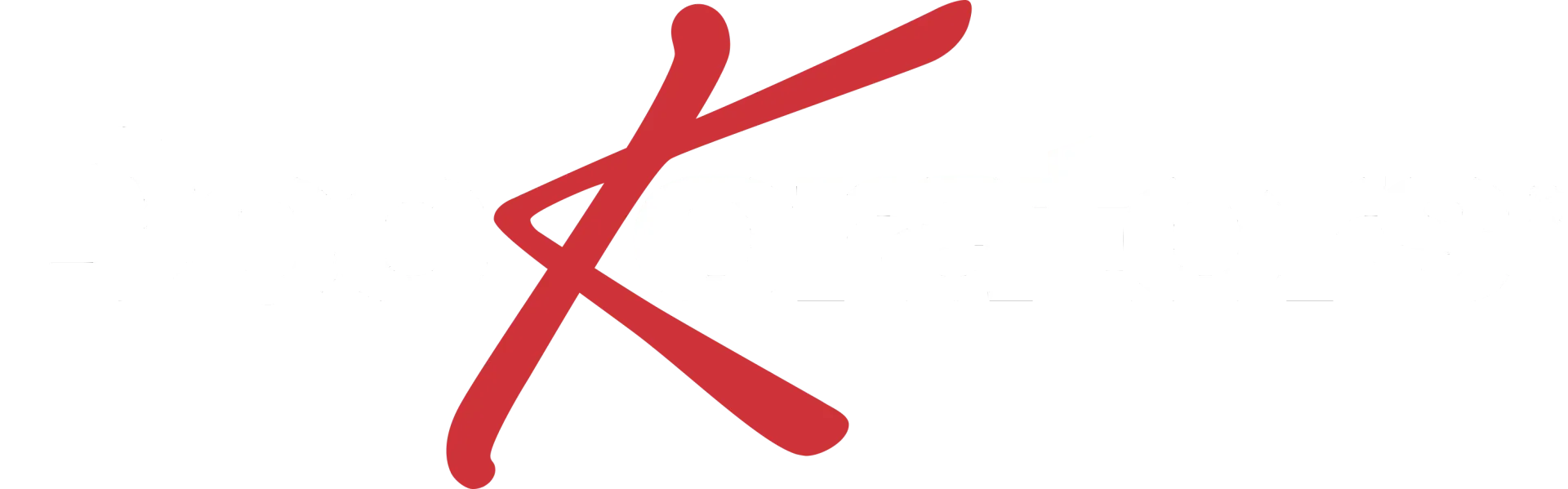 The letter k is written in red on a white background.