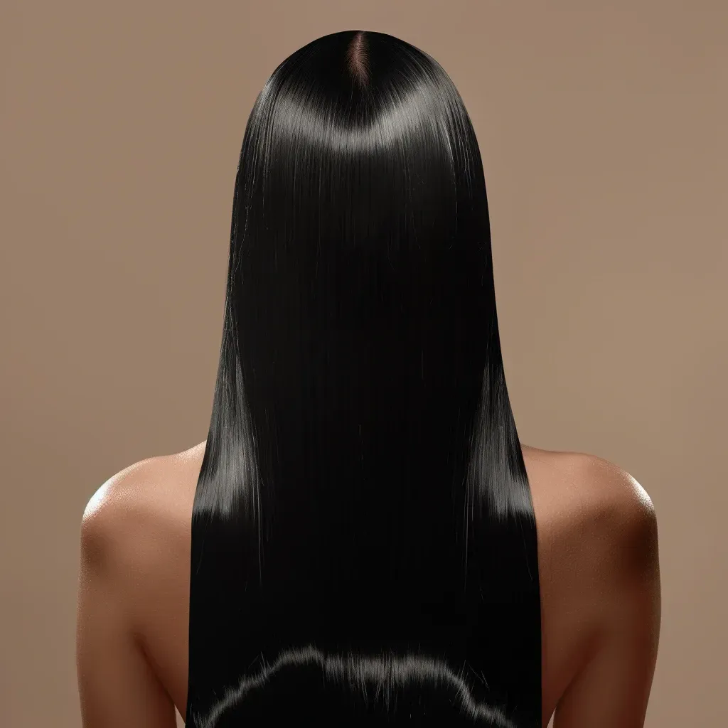 Sleek, shiny silk press on natural hair at Pink Fin Beauty in Southfield, MI