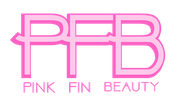 Pink PFB logo with the words &ldquo;Pink Fin Beauty&rdquo; underneath in matching pink text