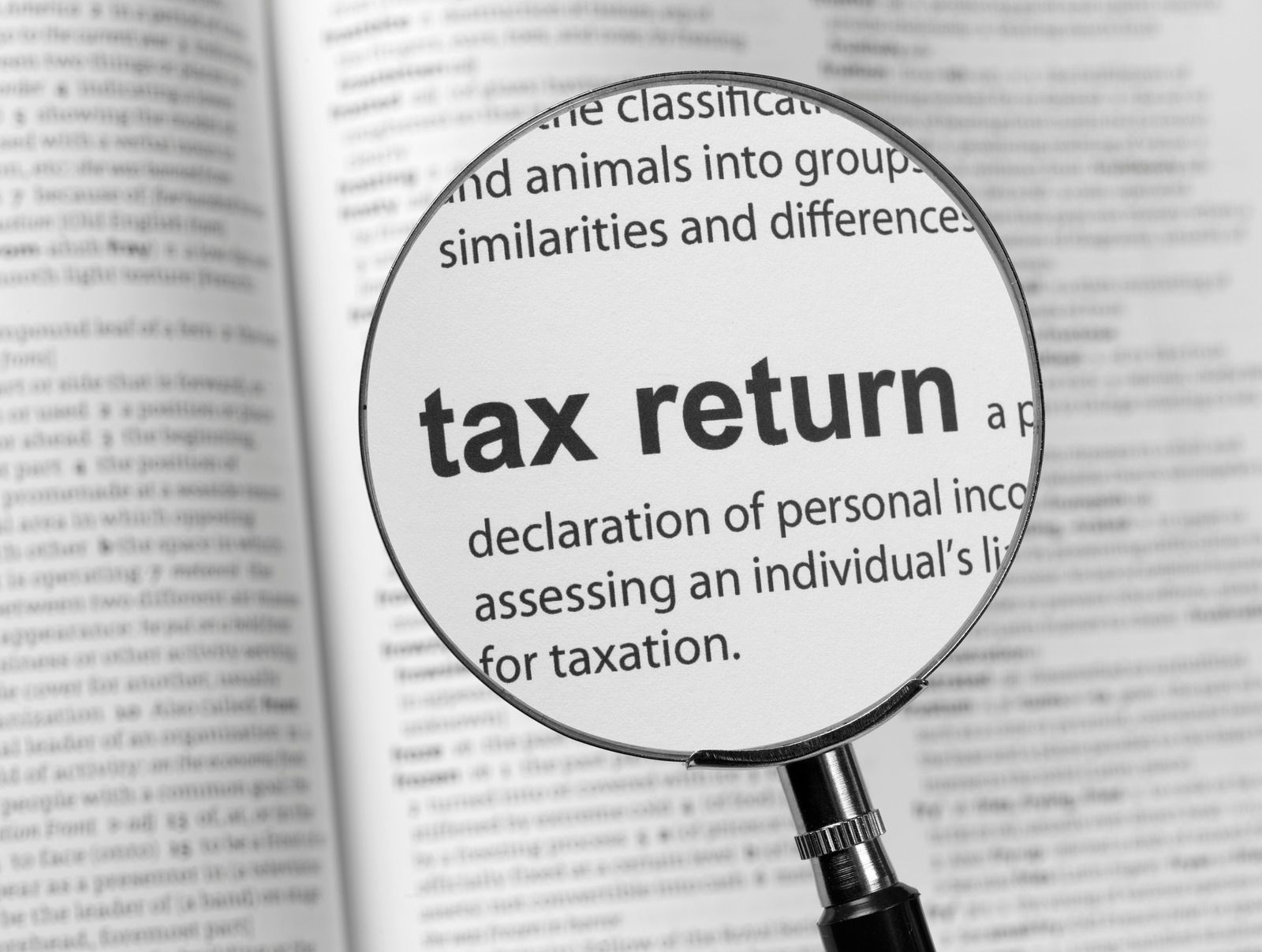 Magnifying glass over the words
