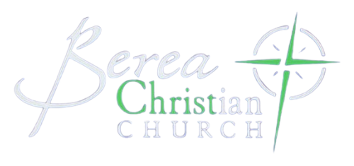 The logo for the berea christian church has a cross and compass on it.