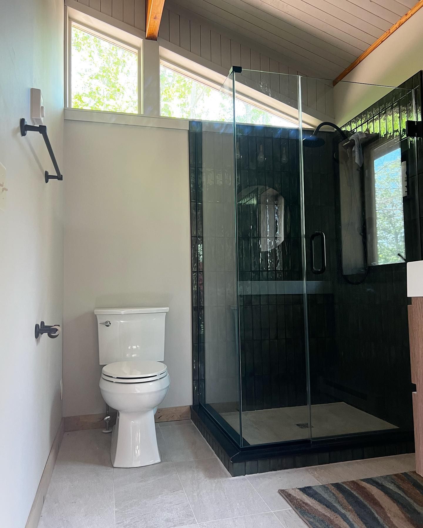 New modern bathroom with black shower