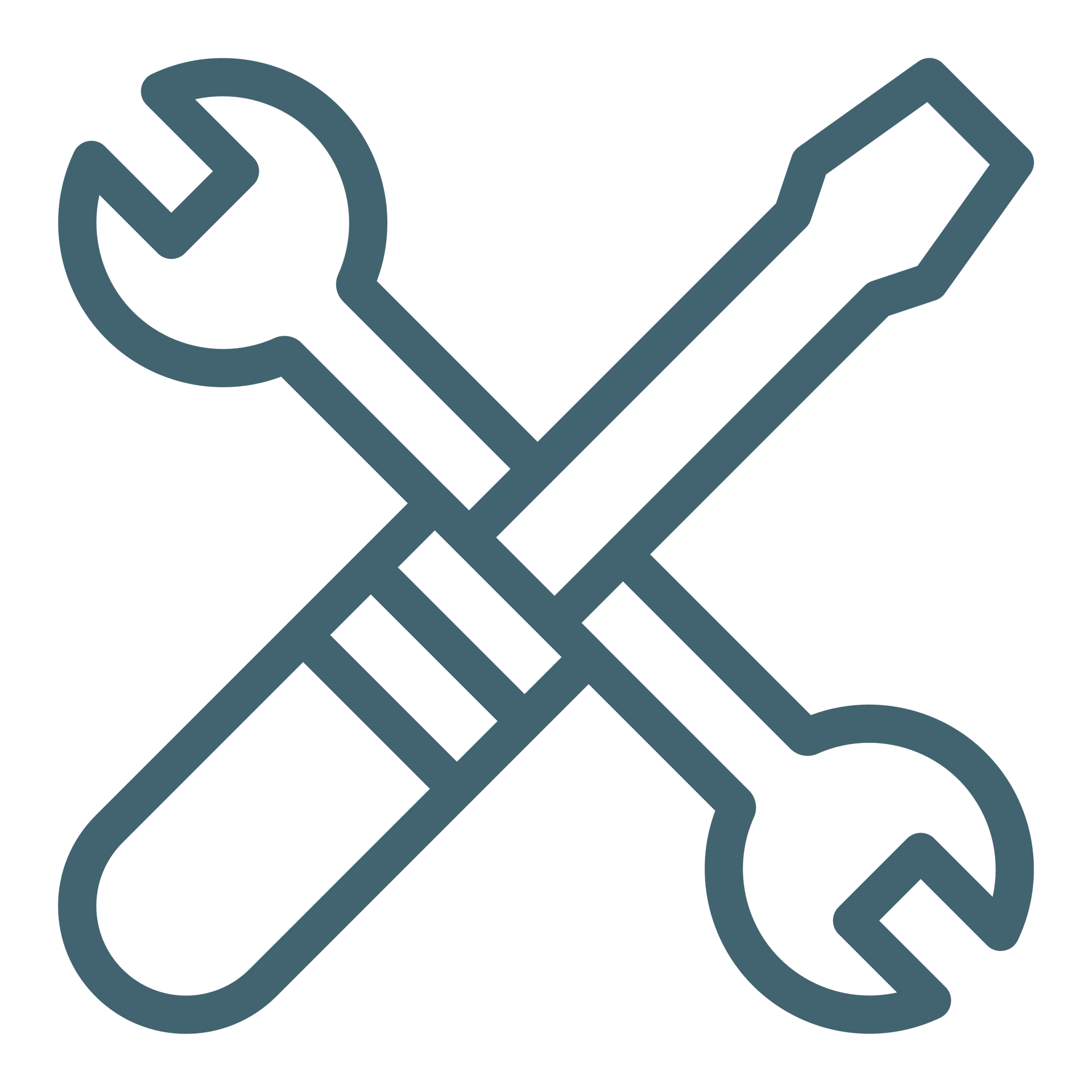 A wrench and screwdriver crossed over each other on a white background.