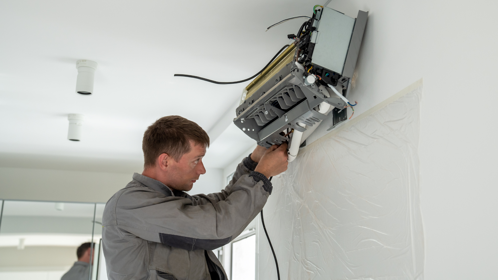 Brand new ductless HVAC system installation